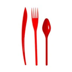 Lot De 30 Couverts Plastiques Réutilisables Rouge