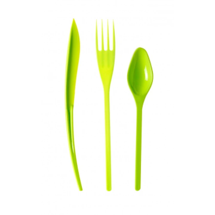Lot De 30 Couverts Plastiques Réutilisables Vert Anis