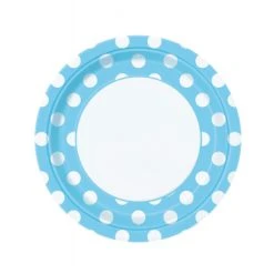 Lot De 8 Assiettes Jetables Rondes En Carton à Pois Bleus 23,9 Cm