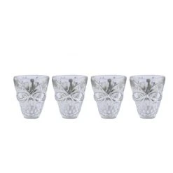 Lot De 4 Verres Transparents Tête De Mort Halloween 5,5 Cm
