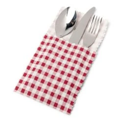 Lot De 5 Porte-couvert Lin Vichy