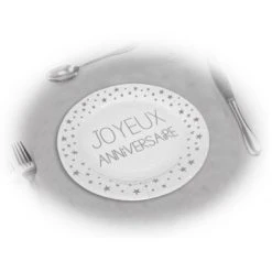 Lot De 6 Assiettes Anniversaire Blanc Albâtre D 23 Cm