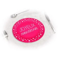 Lot De 6 Assiettes Anniversaire Fuschia D 23 Cm