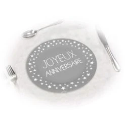 Lot De 6 Assiettes Anniversaire Gris Perle D 23 Cm
