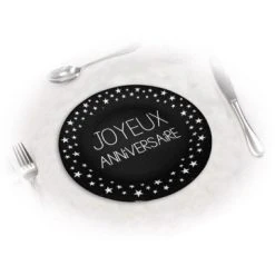 Lot De 6 Assiettes Anniversaire Noir Pur D 18 Cm
