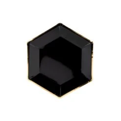 Lot De 6 Assiettes Noires Liseré Or 23 Cm