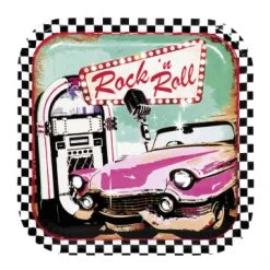 Lot De 6 Assietttes Jetables Rock 'n Roll 23 X 23 Cm