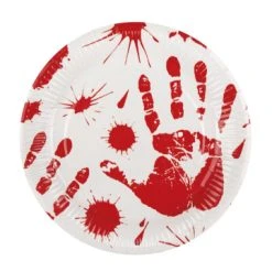 Lot De 6 Assiettes Sanglantes Halloween D 23 Cm
