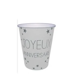 Lot De 6 Gobelets Jetables Anniversaire Blanc Albâtre 25 Cl