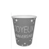 Lot De 6 Gobelets Jetables Anniversaire Gris Perle 25 Cl