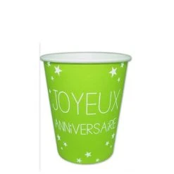 Lot De 6 Gobelets Jetables Anniversaire Vert Excellence 25 Cl