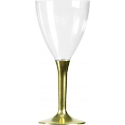Lot De 6 Verres à Vin Jetables Pied Métallisé Or