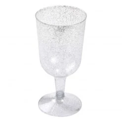 Lot De 6 Verres à Vin Pailleté Argent 18 Cl