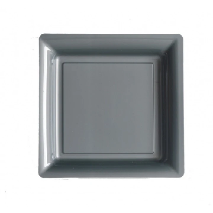 Lot De 8 Assiettes à Dessert Réutilisables Carrées Gris 16,5 Cm