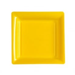 Lot De 8 Assiettes à Dessert Réutilisables Carrées Jaune 16,5 Cm