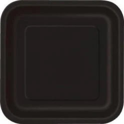 Lot De 8 Assiettes à Dessert Réutilisables Carrées Noir 16,5 Cm