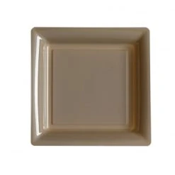 Lot De 8 Assiettes à Dessert Réutilisables Carrées Taupe 16,5 Cm
