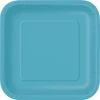 Lot De 8 Assiettes à Dessert Réutilisables Carrées Turquoise 16,5 Cm