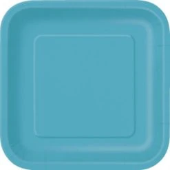 Lot De 8 Assiettes à Dessert Réutilisables Carrées Turquoise 16,5 Cm