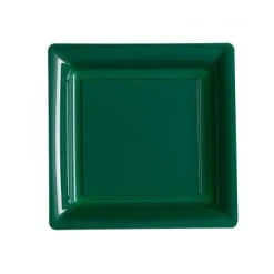 Lot De 8 Assiettes à Dessert Réutilisables Carrées Vert Foncé 16,5 Cm