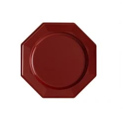 Lot De 8 Assiettes à Dessert Plastiques Réutilisables Octogonales Bordeaux 16,5 Cm