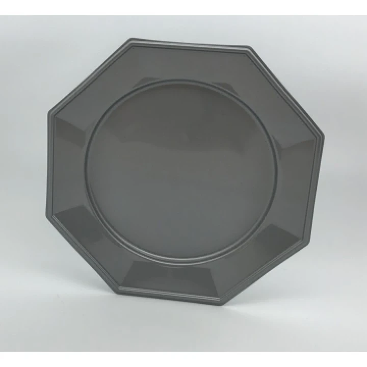Lot De 8 Assiettes à Dessert Plastiques Réutilisables Octogonales Gris 16,5 Cm