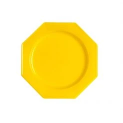 Lot De 8 Assiettes à Dessert Plastiques Réutilisables Octogonales Jaune 16,5 Cm