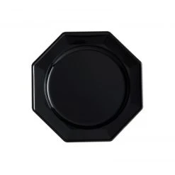 Lot De 8 Assiettes à Dessert Plastiques Réutilisables Octogonales Noir 16,5 Cm
