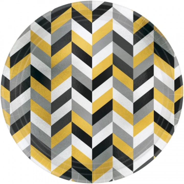 Lot De 8 Assiettes Chevron Jaune 22,8 Cm