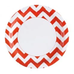 Lot De 8 Assiettes Chevron Orange 22,8 Cm
