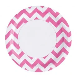 Lot De 8 Assiettes Chevron Rose 22,8 Cm