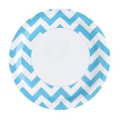 Lot De 8 Assiettes Chevron Turquoise 22,8 Cm