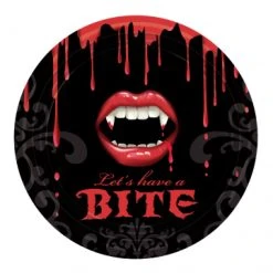 Lot De 8 Assiettes Carton Bouche De Vampire Halloween D 23 Cm