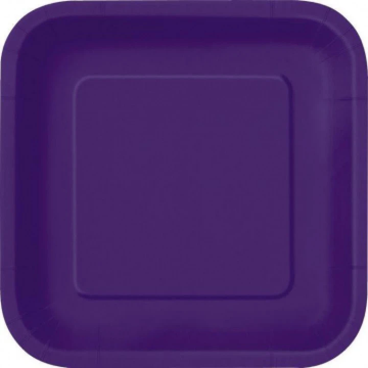 Lot De 8 Assiettes Réutilisables Carrées Aubergine 21,5 Cm