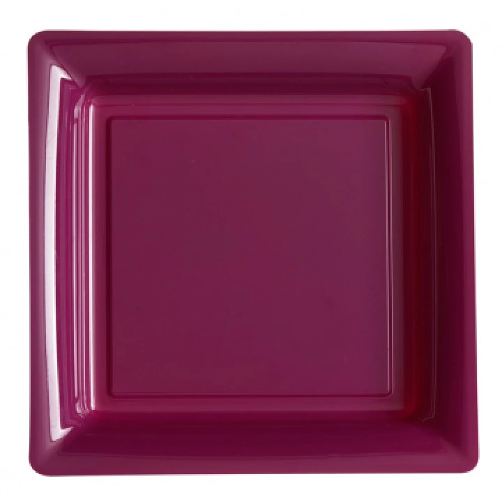 Lot De 8 Assiettes Réutilisables Carrées Aubergine 30,5 Cm