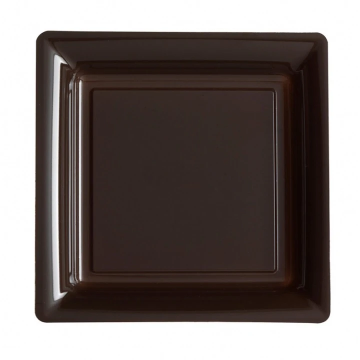Lot De 8 Assiettes Réutilisables Carrées Chocolat 21,5 Cm