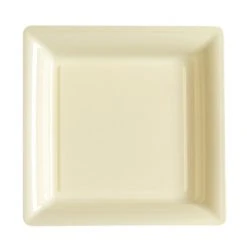 Lot De 8 Assiettes Réutilisables Carrées Ivoire 21,5 Cm