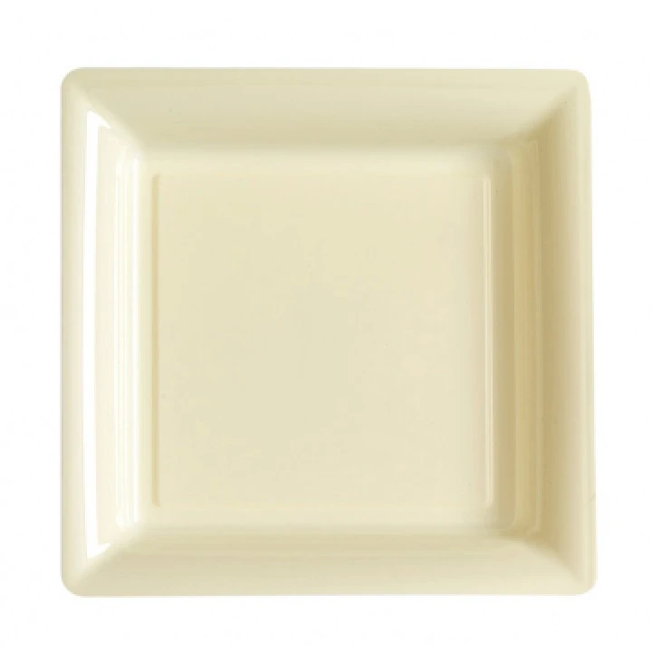Lot De 8 Assiettes Réutilisables Carrées Ivoire 21,5 Cm