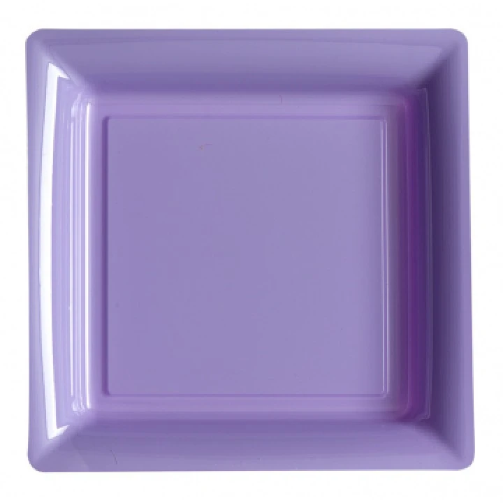 Lot De 8 Assiettes Plastiques Réutilisables Carrées Lilas 30,5 Cm