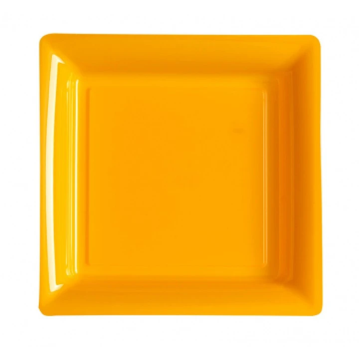 Lot De 8 Assiettes Réutilisables Carrées Orange 21,5 Cm
