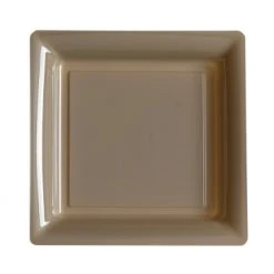 Lot De 8 Assiettes Réutilisables Carrées Taupe 21,5 Cm