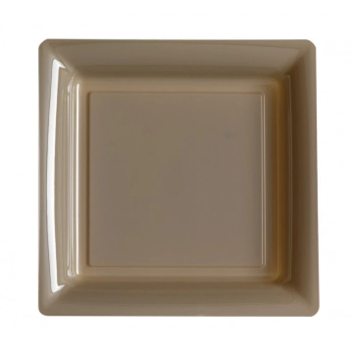 Lot De 8 Assiettes Réutilisables Carrées Taupe 21,5 Cm