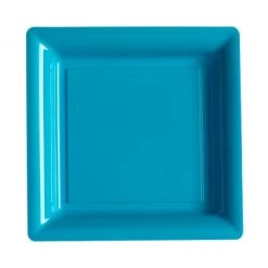Lot De 8 Assiettes Réutilisables Carrées Turquoise 21,5 Cm