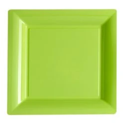 Lot De 8 Assiettes Plastiques Réutilisables Carrées Vert Anis 30,5 Cm