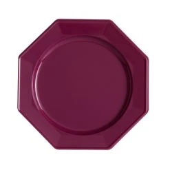 Lot De 8 Assiettes Jetables Octogonales Aubergine 24 Cm