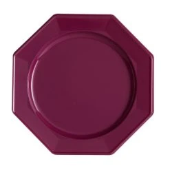Lot De 8 Assiettes Plastiques Réutilisables Octogonales Aubergine 31 Cm
