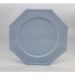 Lot De 8 Assiettes Plastiques Réutilisables Octogonales Bleu Ciel 24 Cm