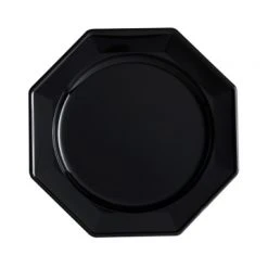 Lot De 8 Assiettes Plastiques Réutilisables Octogonales Noir 24 Cm