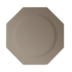 Lot De 8 Assiettes Plastiques Réutilisables Octogonales Taupe 24 Cm