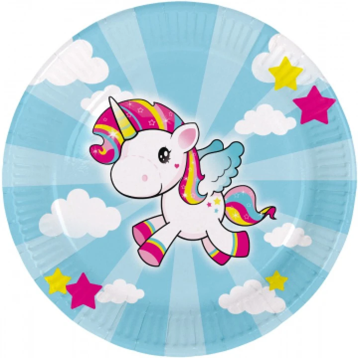 Lot De 6 Assiettes Licorne 23 Cm